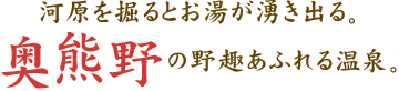 河原を掘るとお湯が沸く。奥熊野の野趣あふれる温泉。